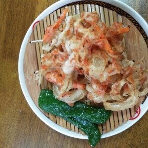 簡単♪玉ねぎと桜えびのかき揚げ(天ぷら粉不使用)